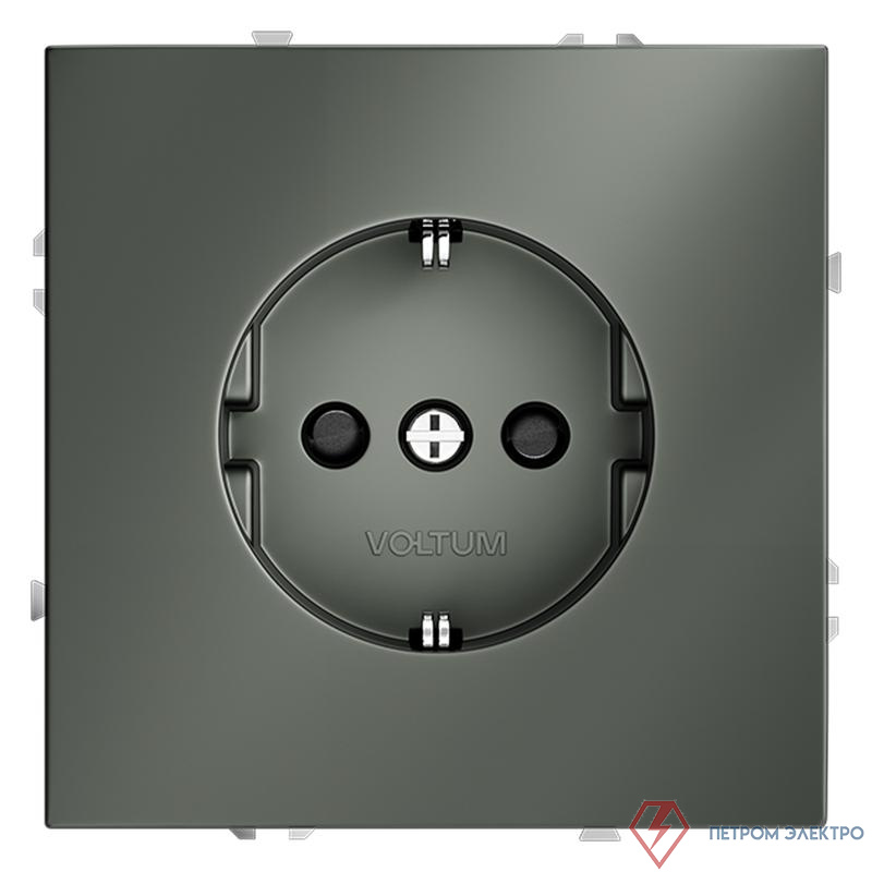 Розетка 1-м СП S70 16А с заземл. защ. шторки механизм титан Voltum VLS040206