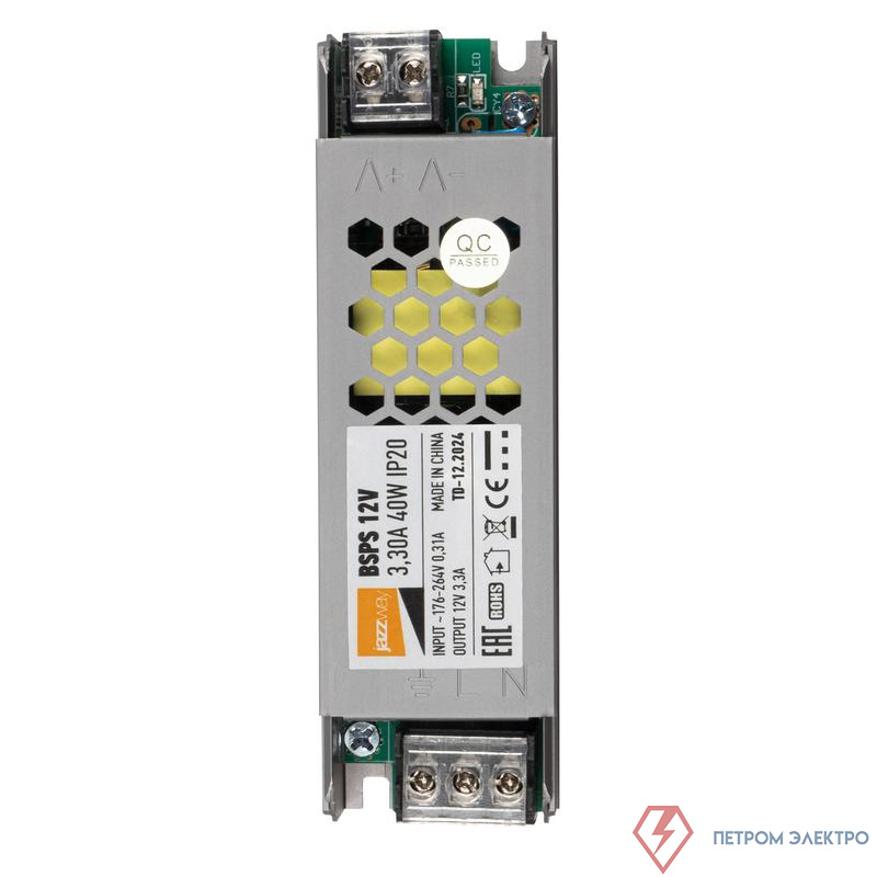 Блок питания для светодиод. ленты BSPS 40Вт 3.3А 12В IP20 метал. JazzWay 3329334A