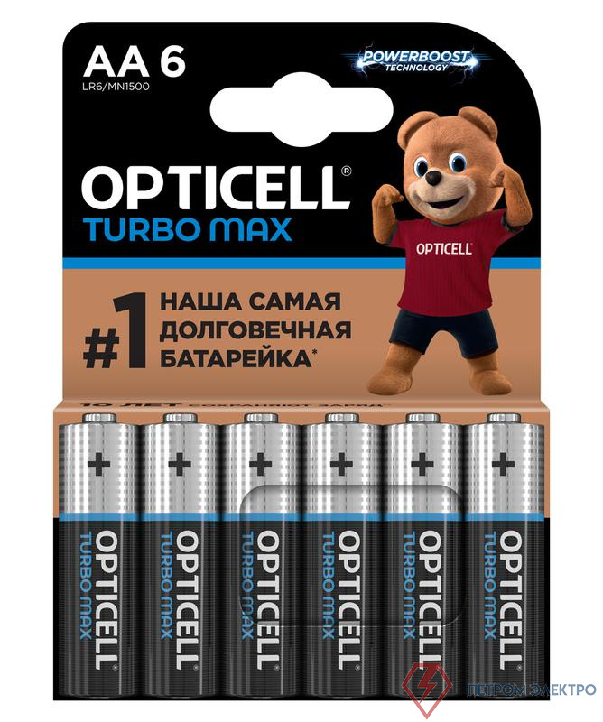 Элемент питания алкалиновый AA/LR6 (блист. 6шт) Turbo Max Opticell 6053005