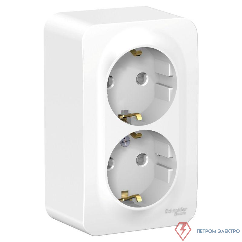 Розетка 2-м ОП Blanca 16А IP20 250В с заземл. защ. шторки с металлич. пластиной бел. SE BLNRA011221