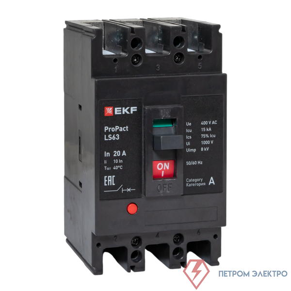 Выключатель автоматический 3п 20А 15кА LS63 ProPact EKF mccb-63-15-3-20-ls