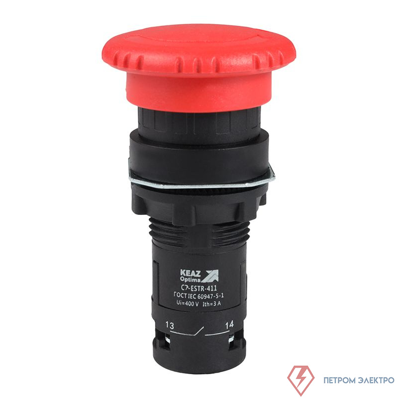 Кнопка аварийного останова OptiSignal Compact D22 С7-ESTR-411 красн. 1НО+1НЗ XB7ES545P КЭАЗ 362131