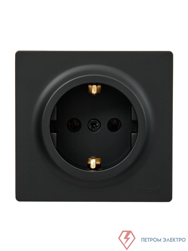 Розетка 1-м ОП LETO с заземл. ПБТ черн. бархат LEZARD 752-4200-122B