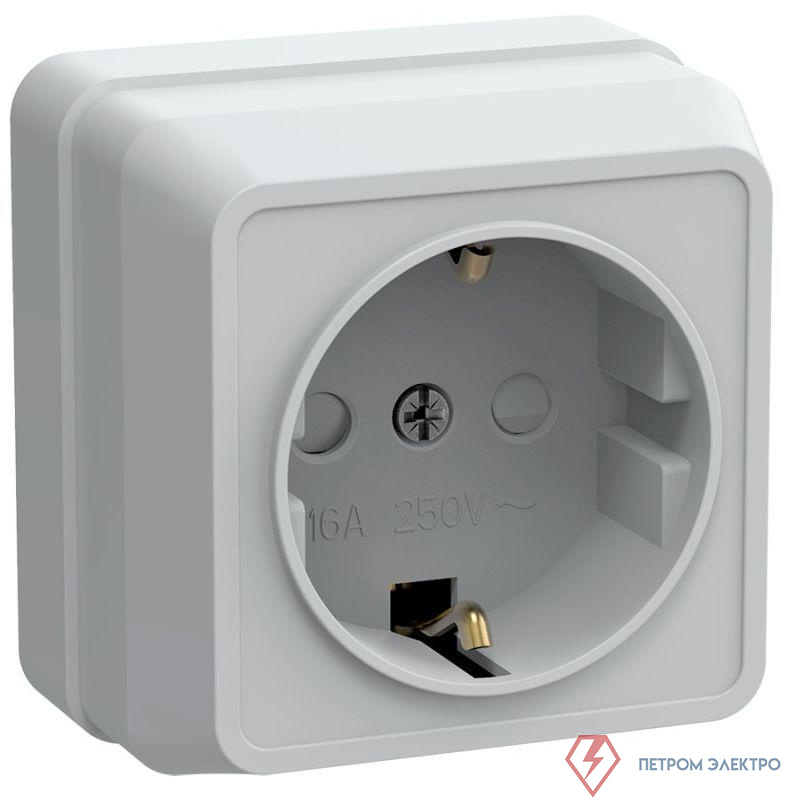 Розетка 1-м ОП Октава РСш20-3-ОБ 16А IP20 с заземл. защ. шторки бел. GENERICA ERO14-K01-16-DC