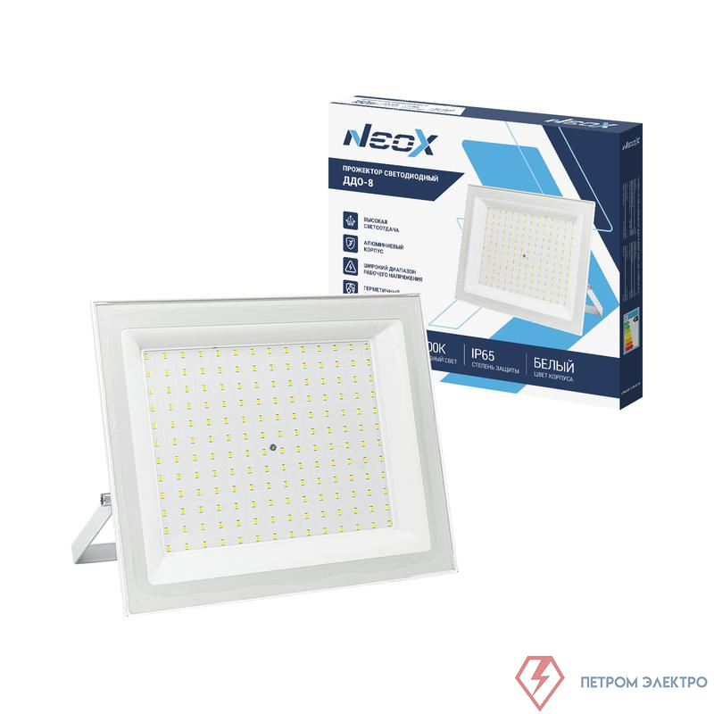 Прожектор светодиодный ДДО-8 100Вт 6500К IP65 10000лм 230В 100лм/Вт бел. NEOX 4690612066677