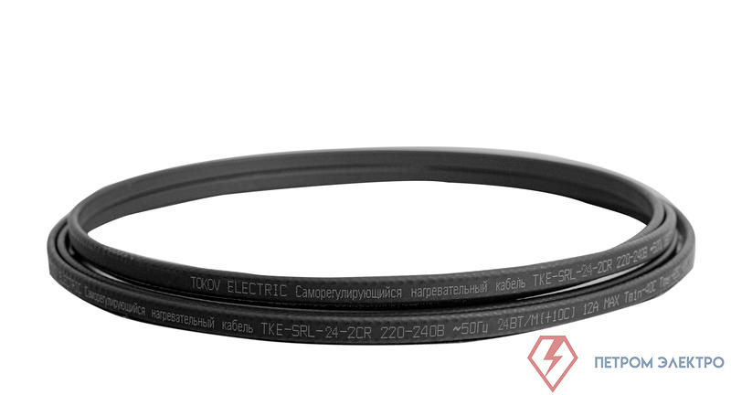 Кабель нагревательный саморег. 24Вт/м с экраном 16 AWG термопласт UV Ex (200м) TOKOV ELECTRIC TKE-SRL-24-2CR