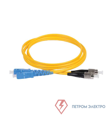 Патч-корд оптический коммутационный переходной для одномодового кабеля (SM); 9/125 (OS2); SC/UPC-FC/UPC; двойного исполнения (Duplex); LSZH (дл.1м) ITK FPC09-SCU-FCU-C2L-1M