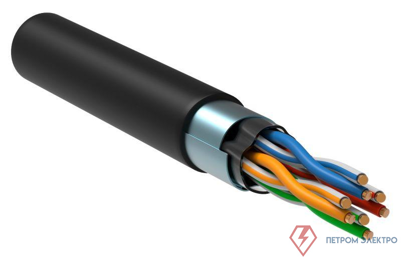 Кабель витая пара F/UTP кат.5E 4х2х24AWG LDPE черн. РФ/С (уп.305м) ITK LC3-C5E04-339-S-R