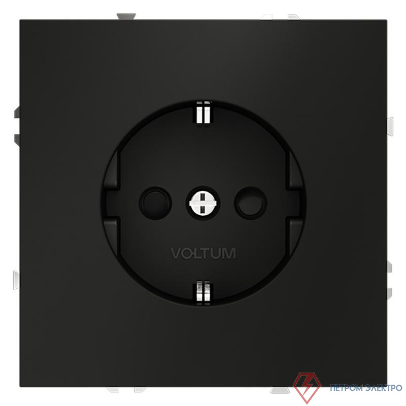Розетка 1-м СП S70 16А с заземл. защ. шторки механизм черн. матов. Voltum VLS040208