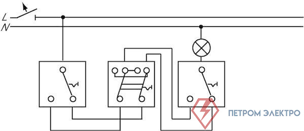 Переключатель проходной 1-кл. СП 10А IP20 250В механизм син. ABB 1012-0-1093