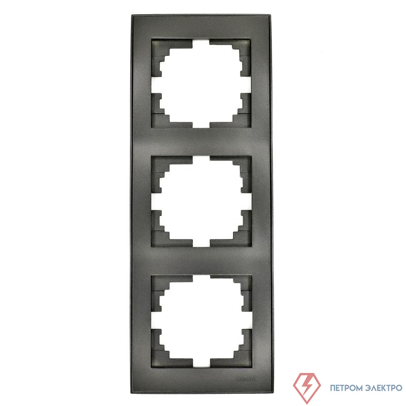 Рамка 3-м Rain вертикал. со вставкой черн. графит мат. LEZARD 703-4141-153