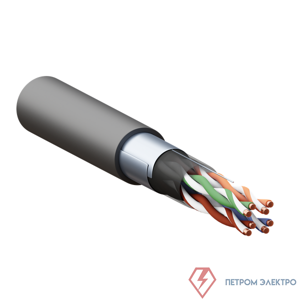 Кабель витая пара F/UTP кат.5E 4 пары 24 AWG solid внешн. LDPE черн. (м) TERACOM PRO EKF TRP-5EFTP-04PE-BK-OUT3 0