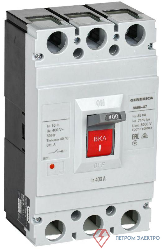 Выключатель автоматический 3п 400А 35кА ВА66-37 GENERICA SAV40-3-0400-G