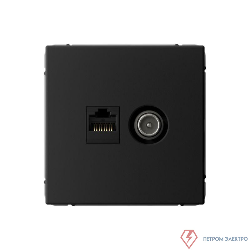 Розетка компьютерная + телевизионная 2-м СП ArtGallery RJ45 кат.5E + TV механизм карбон SE GAL001089