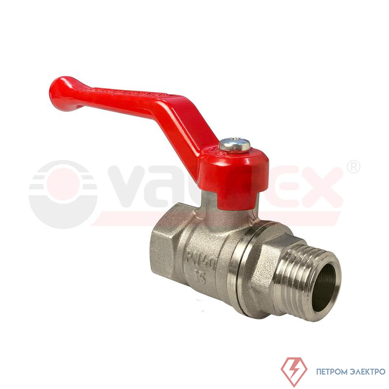 Кран шаровой ручка-рычаг (внутр./наружн.) 3/4дюйм латунь с никелир. покрытием (60/15) VALFEX VF.215.NR1.034