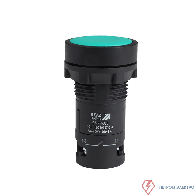 Кнопка с фиксацией OptiSignal Compact D22 С7-PH-310 зел. 1НО XB7NH31 КЭАЗ 362062