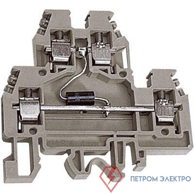 Зажим проходной DAS.4/D12 2-уровн. с диодом 12В 4кв.мм беж. DKC ZDSD012