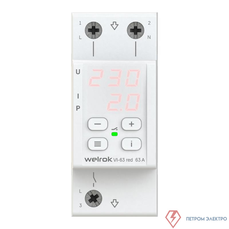 Реле напряжения с контролем тока VI-63 red Welrok 4660251140281
