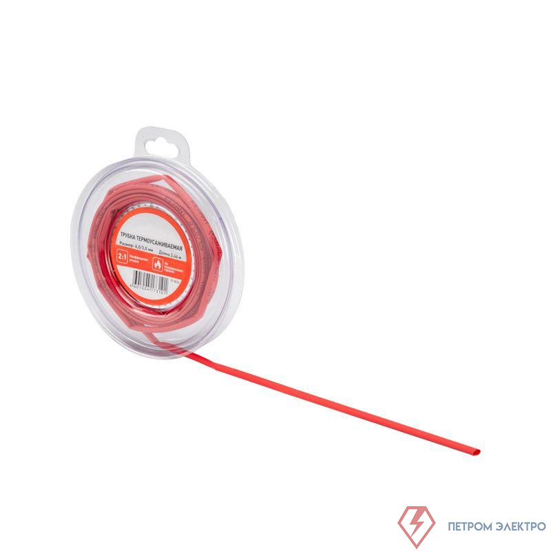 Трубка термоусадочная ТУТ нг 6.0/3.0 красн. ролик 2.44м Rexant 29-0034