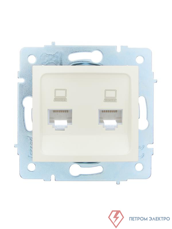 Розетка компьютерная 2-м СП ASTI IP20 RJ45 механизм жемчуж./бел. перламутр. LEZARD 7081-3088-141