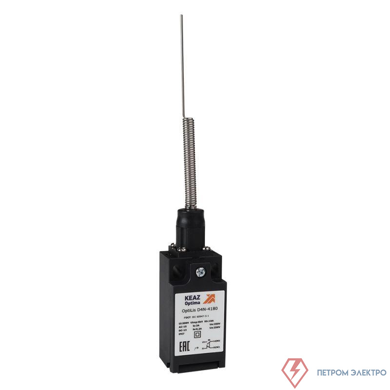 Выключатель концевой OptiLiS D4N-8187 пружина с наконечником пластик. EN 50047 XCKT2107P16 КЭАЗ 365325