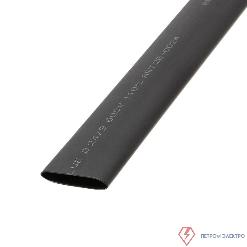 Трубка термоусадочная двустенная клеевая 24/8 (3:1) черн. 1м Rexant 26-0024
