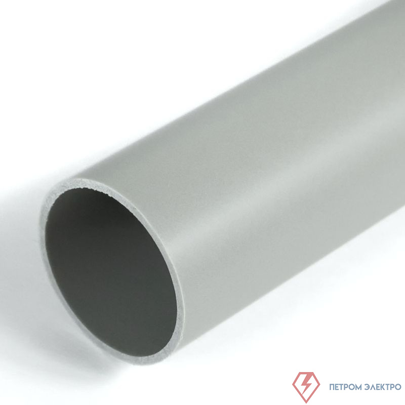 Труба гладкая ПВХ жесткая d50мм сер. (дл.2м) Строитель PR05.0108