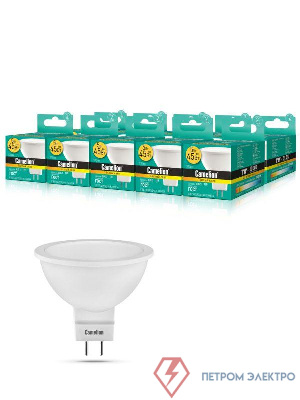 Лампа светодиодная LED5-MR16/830/GU5.3 5Вт 3000К тепл. бел. GU5.3 370лм 12В Camelion 12025