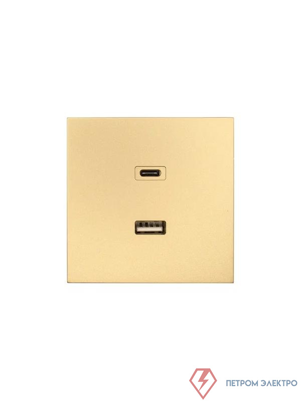 Розетка СП ZIMA IP20 Type-C + USB механизм зол. LEZARD 704-3688-192TC