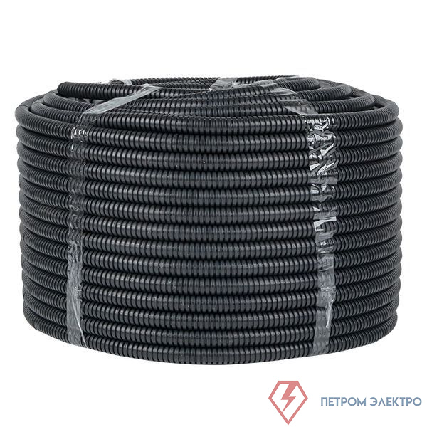 Труба гофрированная d16мм с протяжкой безгалоген. трудногорючая (FRHF) черн. (уп.100м) Plast EKF FRHF-16