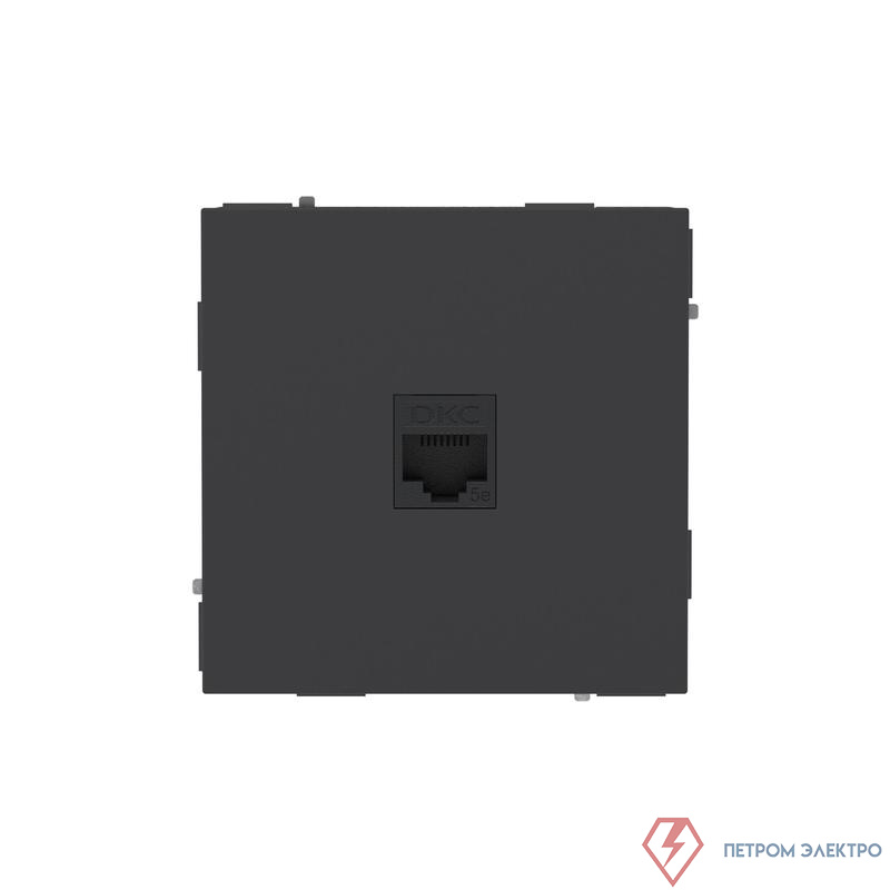 Розетка компьютерная 1-м KANT RJ45 кат.5E без шторки черн. уголь DKC 7012663