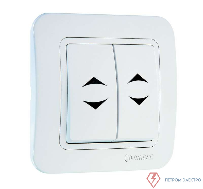 Переключатель проходной 2-кл. 1п 1мод. СП Lillium 10А IP20 бел./бел. Makel 70026