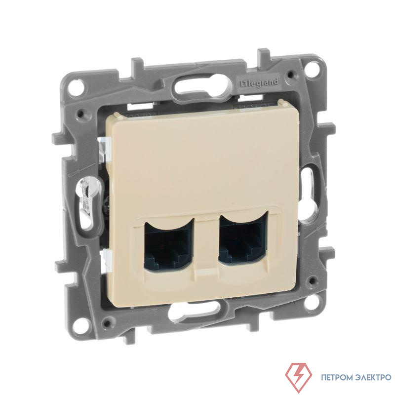 Розетка компьютерная 2-м СП Etika RJ45 кат.6 UTP механизм сл. кость IEK 672354