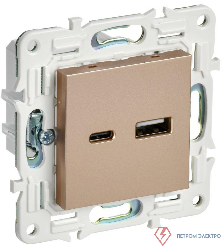 Розетка USB A+C 18Вт SKANDY SK-R13Sa песочн. IEK SK-U22-018-K98