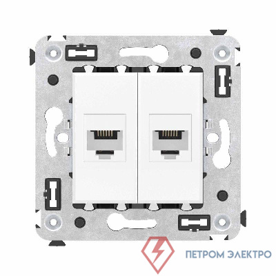 Розетка телефонная 2-м СП Avanti "Белое облако" RJ12 без шторок механизм DKC 4400614