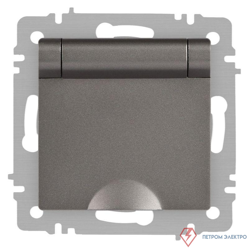 Розетка Accent 6-203-09 2P+E Schuko с крышкой 16А-250В IP20 СУ AL/CU титан Intro Б0063471