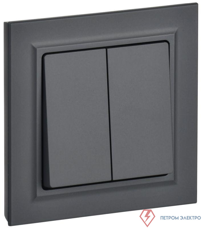 Выключатель 2-кл. СП BRITE ВСР10-2-0-БрГ 10А в сборе графит IEK BR-V20-0-10-K53-F