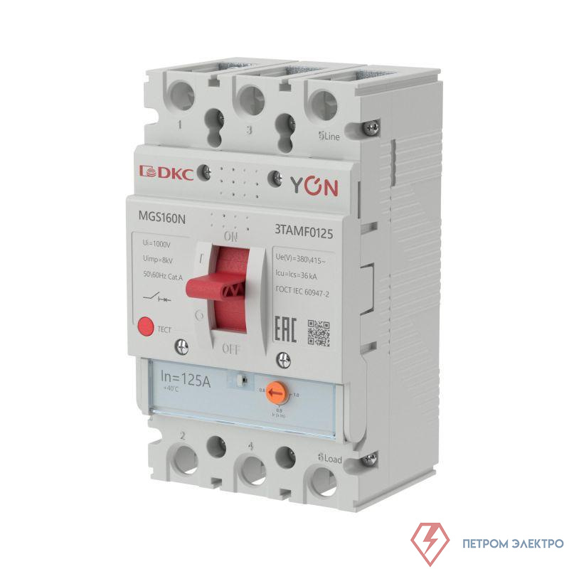 Выключатель автоматический MGS160 3P 100-125A 36kA YON MGS160N-3TAMF0125