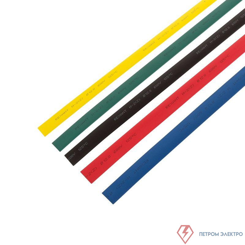 Набор трубок термоусадочных ТУТ нг 12.0/6 5 цветов 1м (уп.50шт) Rexant 29-0162