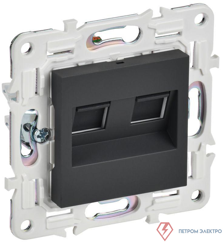 Розетка компьютерная двойная RJ45 кат.6 SKANDY SK-K04G графит IEK SK-K20-2-K53