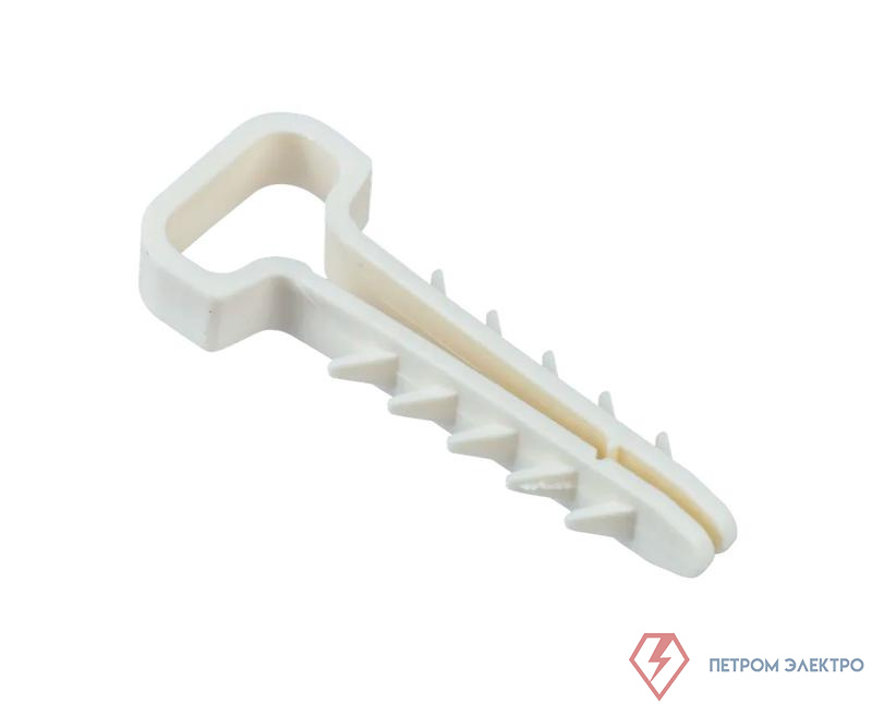 Дюбель-хомут PCD-F 06х12-45-100WH для плоского кабеля PA6.6 бел. (уп.100шт) JazzWay 5054943