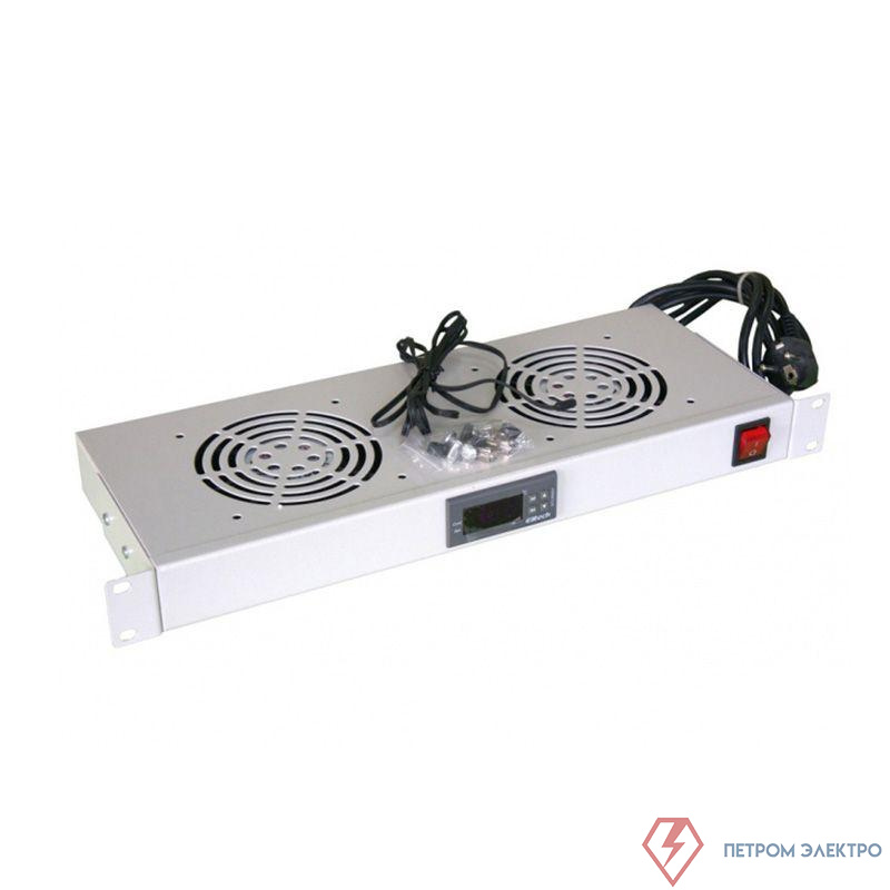 Модуль вентиляторный 19дюйм с термостатом 1U с 2-мя вентиляторами Rexant 04-2604