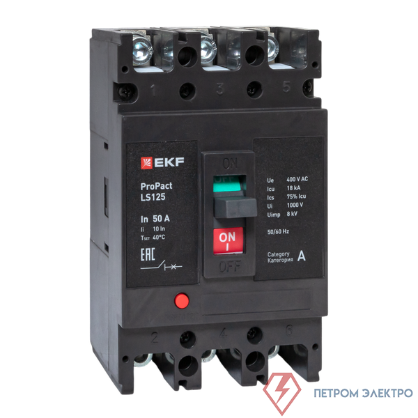 Выключатель автоматический 3п 50А 18кА LS125 ProPact EKF mccb-125-18-3-50-ls