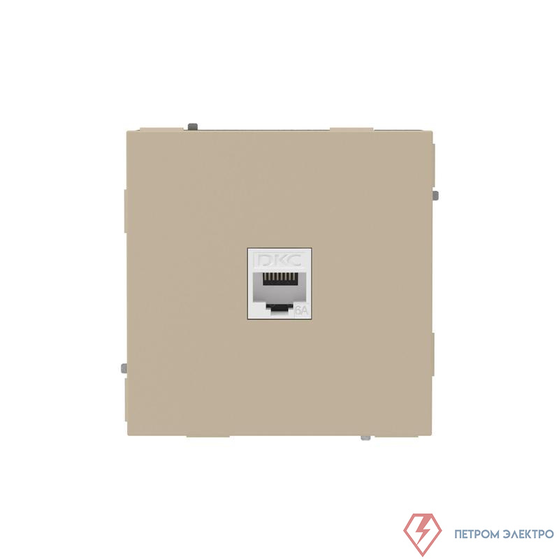 Розетка компьютерная 1-м KANT RJ45 кат.6A без шторки ванильн. марципан DKC 7015673