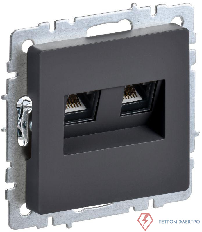 Розетка компьютерная 2-м СП BRITE RJ45 кат.5E РК10-2-БрГ механизм графит IEK BR-K20-1-K53