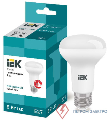 Лампа светодиодная Eco 8Вт R63 4000К нейтр. бел. E27 720лм 230-240В IEK LLE-R63-8-230-40-E27 0