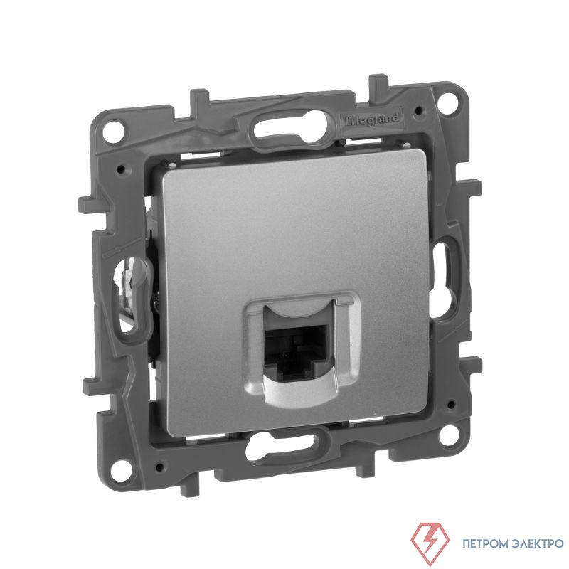 Розетка компьютерная 1-м СП Etika RJ45 кат.5E UTP механизм алюм. IEK 672441