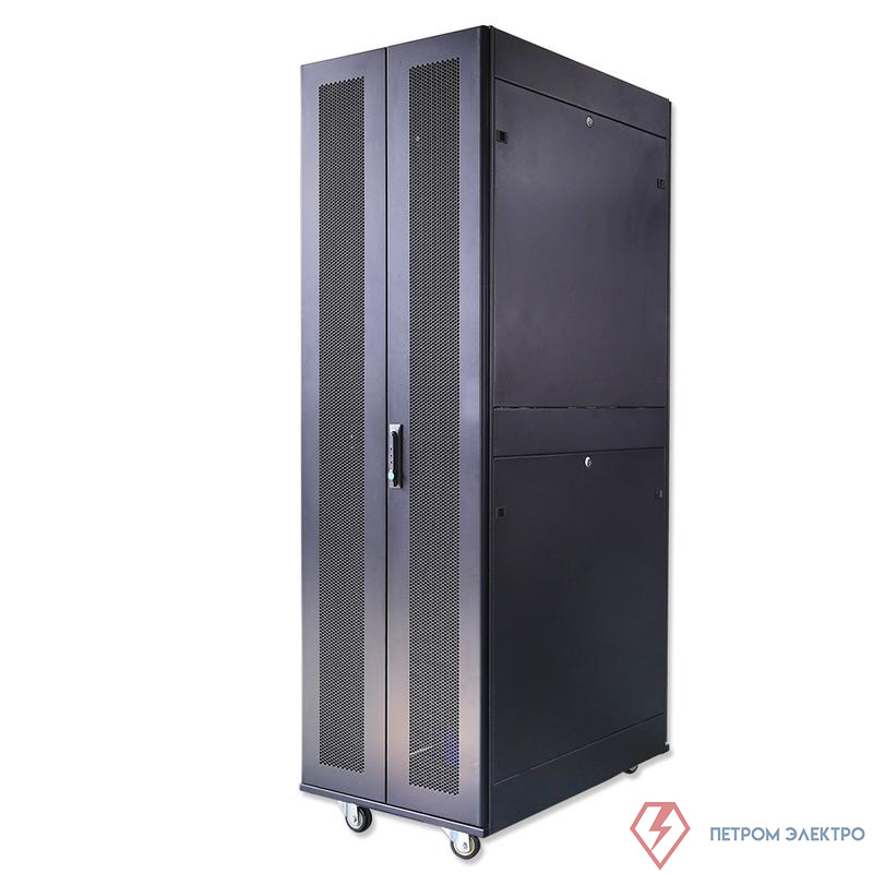 Шкаф серверный телекоммуникационный напольн. ND-SC-47U80/120-BK 19дюйм 47U 800х1200мм для распределит. и серверн. оборудования; передн. и задн. двойн. перфорир. двери ручки с замком RAL 9004 черн. Cabeus 11123c