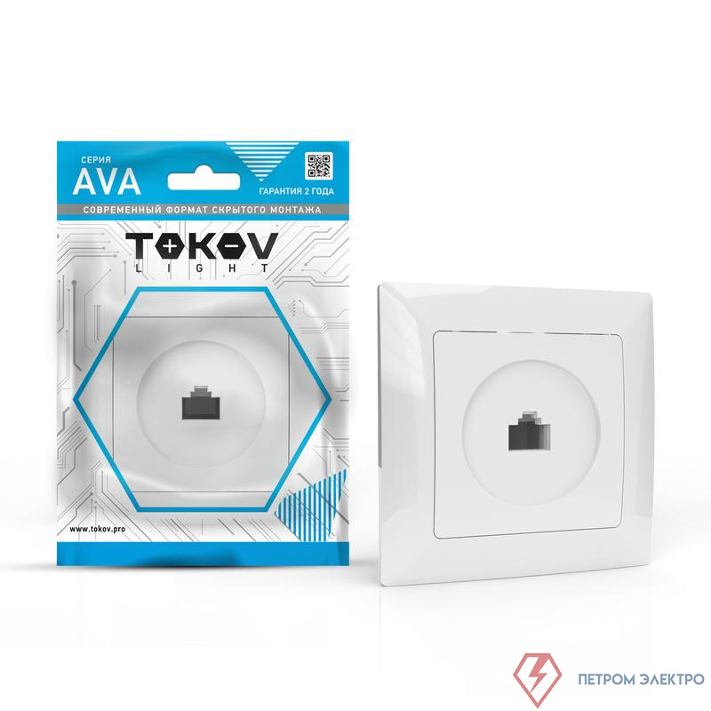 Розетка компьютерная 1-м СП AVA в сборе бел. TOKOV ELECTRIC TKL-AV-RC1-C01