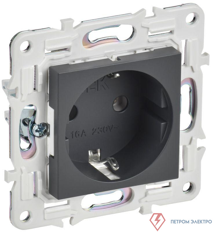 Розетка SKANDY 16А с заземл. без защ. шторок SK-R05T титан IEK SK-R11-16-K48